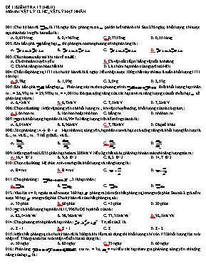 Đề cương kiểm tra học kỳ 2 môn Vật lý 12 (Nâng cao)