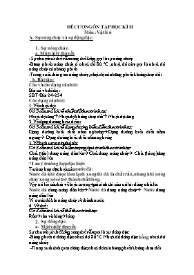 Đề cương ôn tập kiểm tra học kì 2 môn Vật lý Lớp 6