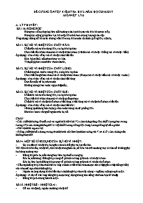 Đề cương ôn tập kiểm tra học kỳ II môn Vật lý Lớp 6 - Năm học 2016-2017