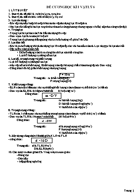 Đề cương ôn thi học kì I môn Vật lý Lớp 6