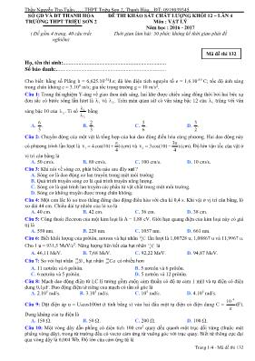 Đề khảo sát chất lượng lần 4 môn Vật lý Lớp 1