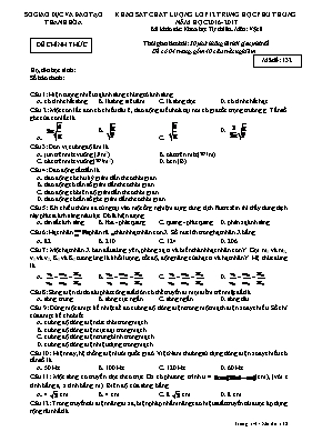 Đề khảo sát chất lượng môn Vật lý Lớp 12 - Mã