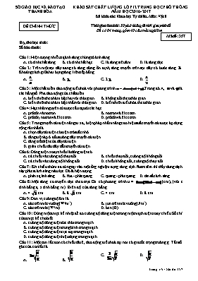 Đề khảo sát chất lượng môn Vật lý Lớp 12 - Mã