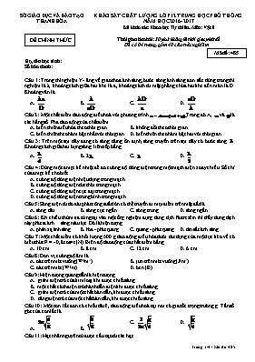 Đề khảo sát chất lượng môn Vật lý Lớp 12 - Mã