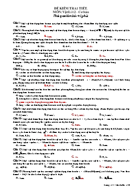 Đề kiểm tra 1 tiết môn Vật lý 12 - Đề 2 (Cơ bản) (Kèm đáp án)