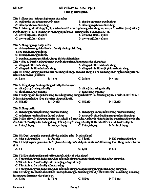 Đề kiểm tra 1 tiết số 1 môn Vật lý 12 - Mã đề 267 Đề kiểm tra 1 tiết số 1 môn Vật lý 12 - Mã đề 267