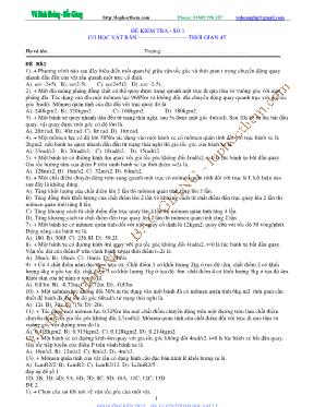 Đề kiểm tra 45 phút số 1 môn Vật lý 12 - Vũ Đình Hoàng Đề kiểm tra 45 phút số 1 môn Vật lý 12 - Vũ Đình Hoàng