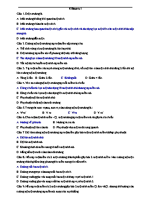 Đề kiểm tra chương Điện trường môn Vật lý 11