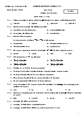 Đề kiểm tra học kỳ 2 môn Vật lý 12 - Mã đề 01