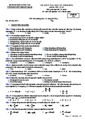 Đề kiểm tra học kỳ 2 môn Vật lý 12 - Mã đề 132 - Năm học 2016-2017 - Trường THPT Nhơn Trạch
