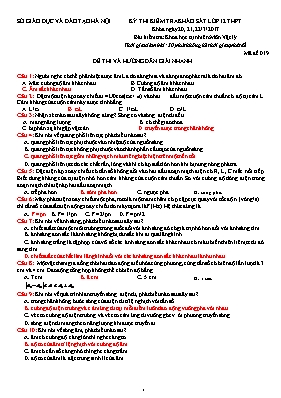 Đề kiểm tra khảo sát môn Vật lý Lớp 12 - Mã đ