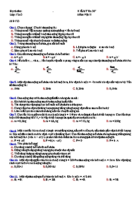 Đề kiểm tra lần 1 môn Vật lý 12 - Mã đề 123