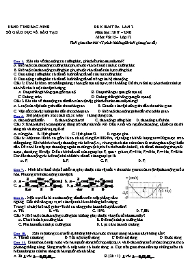 Đề kiểm tra lần 2 môn Vật lý 12 - Năm học 201