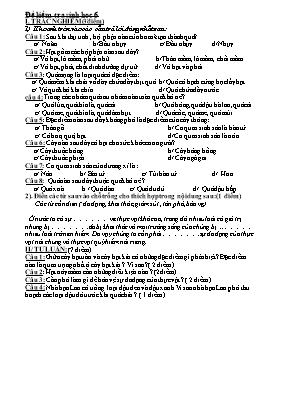 Đề kiểm tra môn Sinh học 6 (Có đáp án)