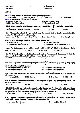 Đề kiểm tra môn Vật lý Lớp 12 - Mã đề 246