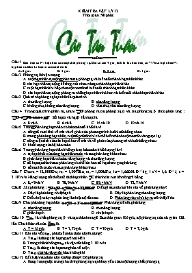 Đề kiểm tra môn Vật lý Lớp 12 - Phần vật lý hạt nhân