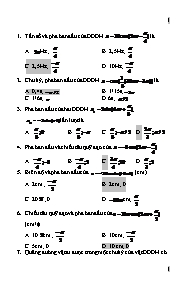 Đề kiểm tra tổng kết chương Dao động điều hòa