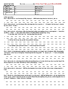 Đề luyện tập môn Vật lý 12 - Chủ đề: Con lắc 