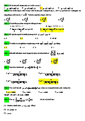 Đề luyện thi THPT Quốc gia môn Toán (Có đáp á