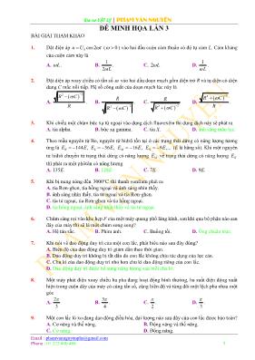 Đề minh họa thi THPT Quốc gia lần 3 môn Vật l