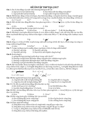 Đề ôn tập thi Trung học Phổ thông Quốc gia môn Vật lý năm 2017