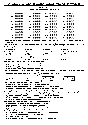 Đề ôn thi THPT Quốc gia môn Vật lý - Đề ôn số 11 Đề ôn thi THPT Quốc gia môn Vật lý - Đề ôn số 11