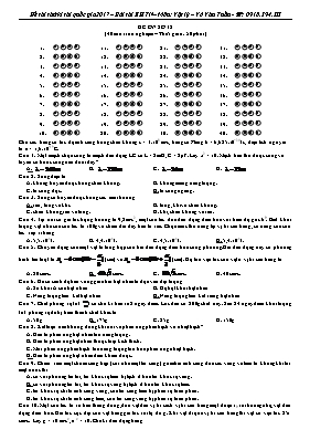 Đề ôn thi THPT Quốc gia môn Vật lý - Đề ôn số 12 Đề ôn thi THPT Quốc gia môn Vật lý - Đề ôn số 12