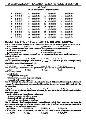 Đề ôn thi THPT Quốc gia môn Vật lý - Đề ôn số 15 Đề ôn thi THPT Quốc gia môn Vật lý - Đề ôn số 15