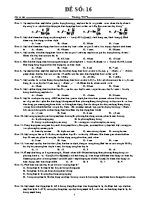 Đề ôn thi THPT Quốc gia môn Vật lý - Đề số 16