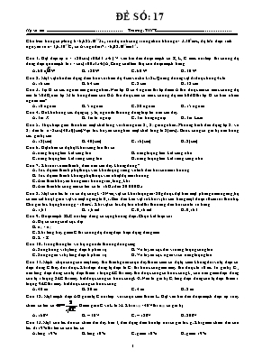 Đề ôn thi THPT Quốc gia môn Vật lý - Đề số 17