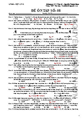 Đề ôn thi THPT Quốc gia môn Vật lý - Đề số 8 Đề ôn thi THPT Quốc gia môn Vật lý - Đề số 8