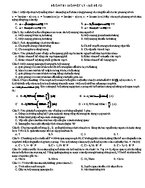 Đề ôn thi THPT Quốc gia môn Vật lý - Mã đề 123 (Có đáp án) Đề ôn thi THPT Quốc gia môn Vật lý - Mã đề 123 (Có đáp án)