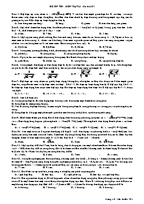 Đề ôn thi THPT Quốc gia môn Vật lý - Mã đề 321 Đề ôn thi THPT Quốc gia môn Vật lý - Mã đề 321