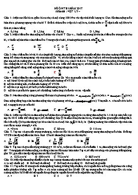 Đề ôn thi THPT Quốc gia môn Vật lý năm 2017 (Có lời giải) Đề ôn thi THPT Quốc gia môn Vật lý năm 2017 (Có lời giải)