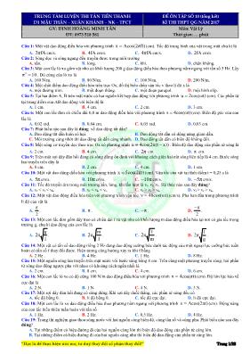 Đề ôn thi THPT Quốc gia môn Vật lý năm 2017 - Đinh Hoàng Minh Tân Đề ôn thi THPT Quốc gia môn Vật lý năm 2017 - Đinh Hoàng Minh Tân