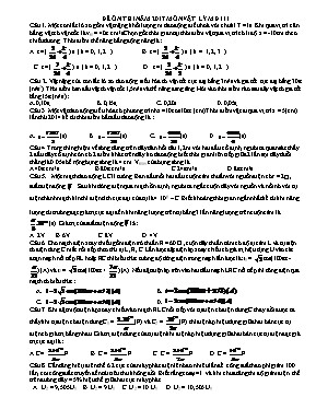 Đề ôn thi THPT Quốc gia môn Vật lý năm 2017 - Mã đề 111 Đề ôn thi THPT Quốc gia môn Vật lý năm 2017 - Mã đề 111