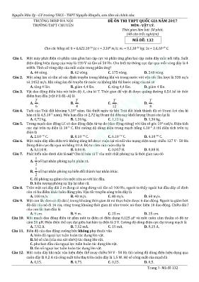 Đề ôn thi THPT Quốc gia môn Vật lý năm 2017 -
