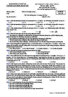 Đề thi kết thúc học phần môn Vật lý - Đề chuẩ