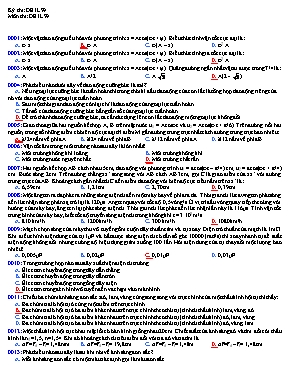 Đề thi kết thúc học phần môn Vật lý - Đề gốc 