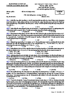 Đề thi kết thúc học phần môn Vật lý - Mã đề 1