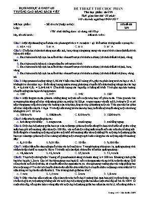 Đề thi kết thúc học phần môn Vật lý - Mã đề 2