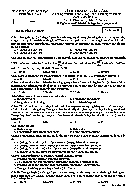 Đề thi khảo sát chất lượng cho học sinh môn Vật lý Lớp 12 THPT, BT THPT - Mã đề 330 - Năm học 2016-2017 - Sở GD & ĐT Ninh Bình