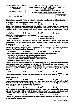 Đề thi khảo sát chất lượng cho học sinh môn Vật lý Lớp 12 THPT, BT THPT - Mã đề 270 - Năm học 2016-2017 - Sở GD & ĐT Ninh Bình