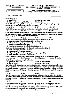 Đề thi khảo sát chất lượng cho học sinh môn Vật lý Lớp 12 THPT, BT THPT - Mã đề 350 - Năm học 2016-2017 - Sở GD & ĐT Ninh Bình