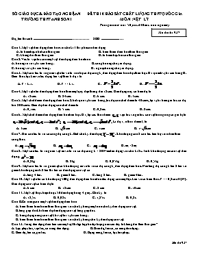 Đề thi khảo sát chất lượng THPT Quốc gia môn Vật lý - Mã đề 937 - Trường THPT Anh Sơn 1