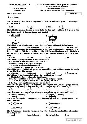 Đề thi tham khảo THPT Quốc gia môn Vật lý năm