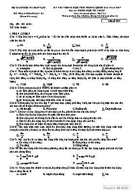 Đề thi tham khảo Trung học Phổ thông Quốc gia lần 3 môn Vật lý năm 2017 - Mã đề 003
