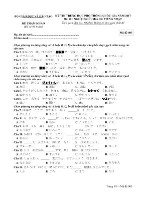 Đề thi tham khảo Trung học phổ thông Quốc gia