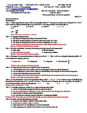 Đề thi THPT Quốc gia đợt 3 môn Vật lý năm 201