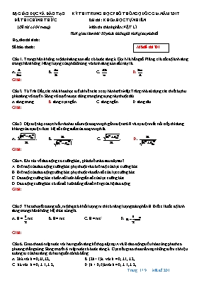 Đề thi THPT Quốc gia môn Vật lý - Mã đề 201 Đề thi THPT Quốc gia môn Vật lý - Mã đề 201